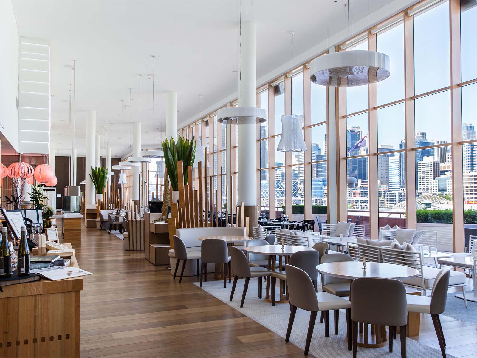 The Ternary dining room with harbour-side seating
